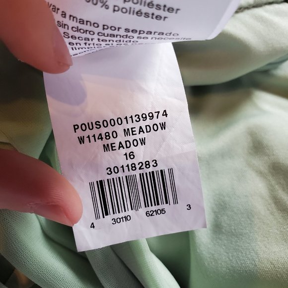 DAVID'S BRIDAL mesh short bridesmaid dress with crisscross back meadow green - Picture 5 of 9